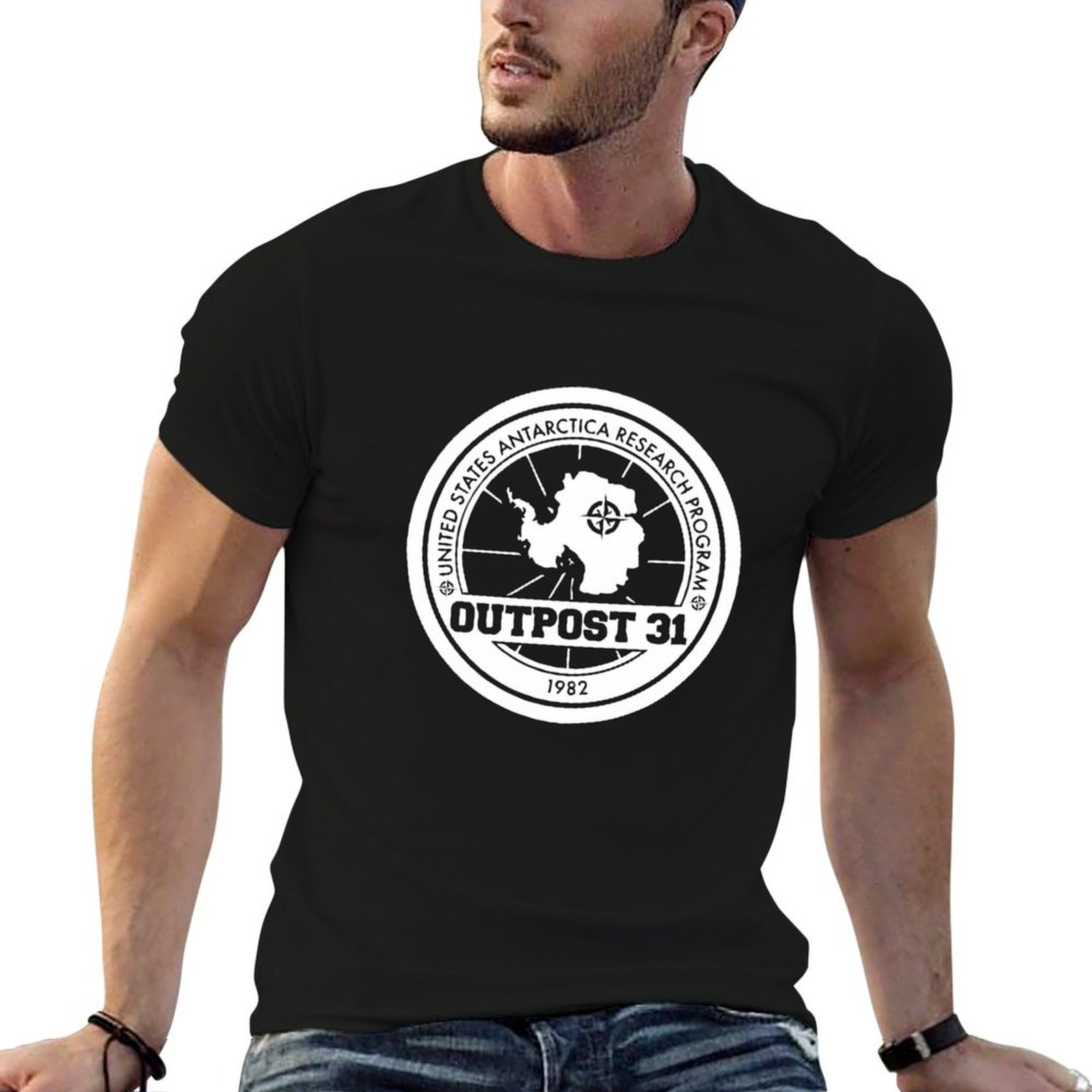 Anime Merchandise T Shirt - Camiseta masculina com logotipo Outpost 31,