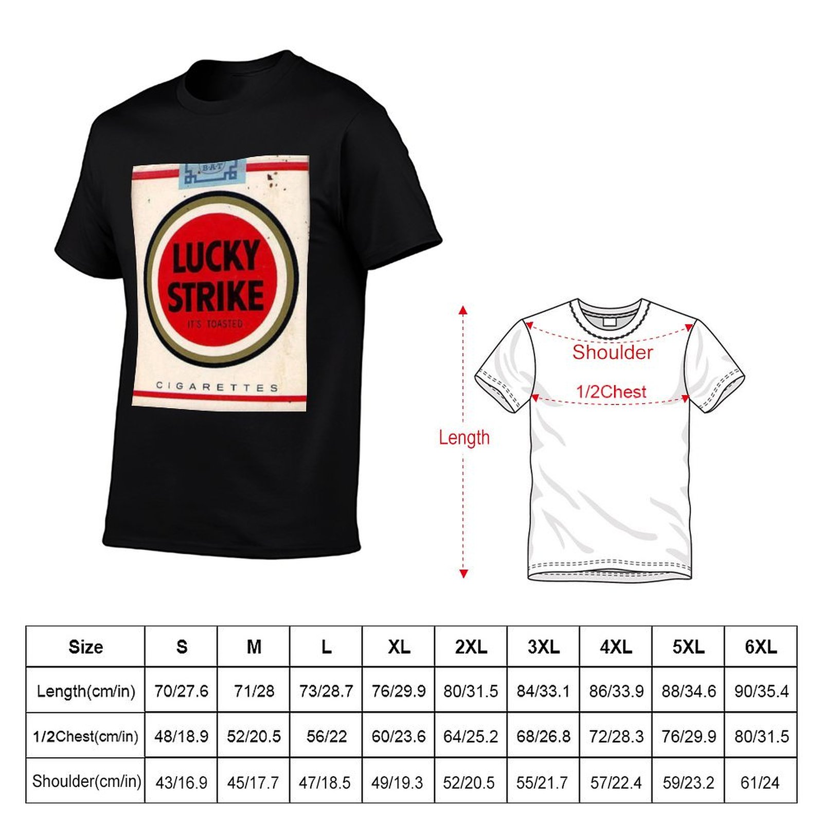 Camiseta masculina Lucky Strik - Anime Merchandise T Shirt avaliação e preço