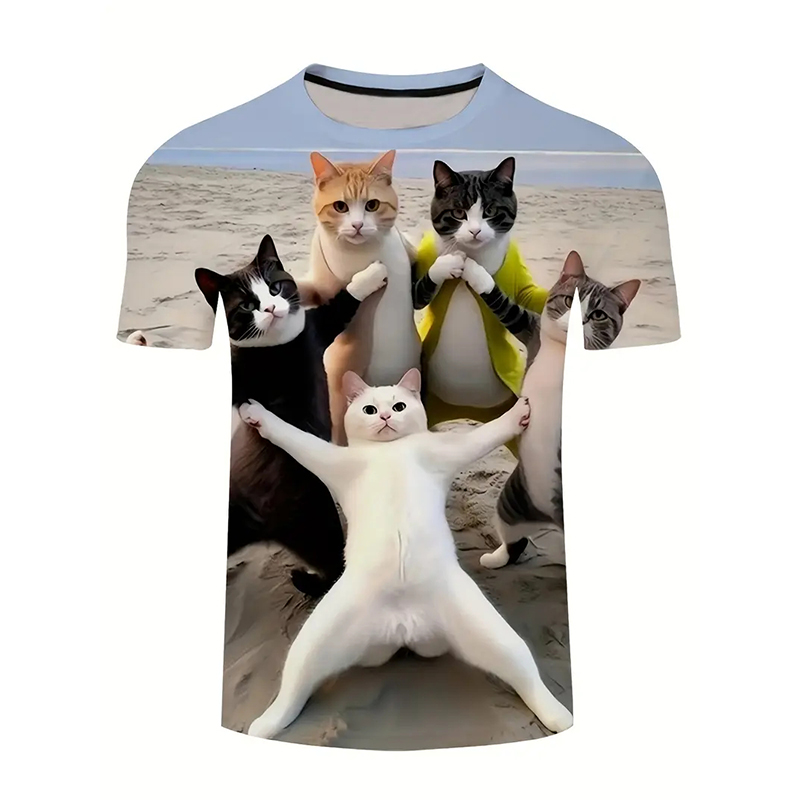 Gato padrão engraçado camiseta - Popular Anime Merchandise avaliação e preço